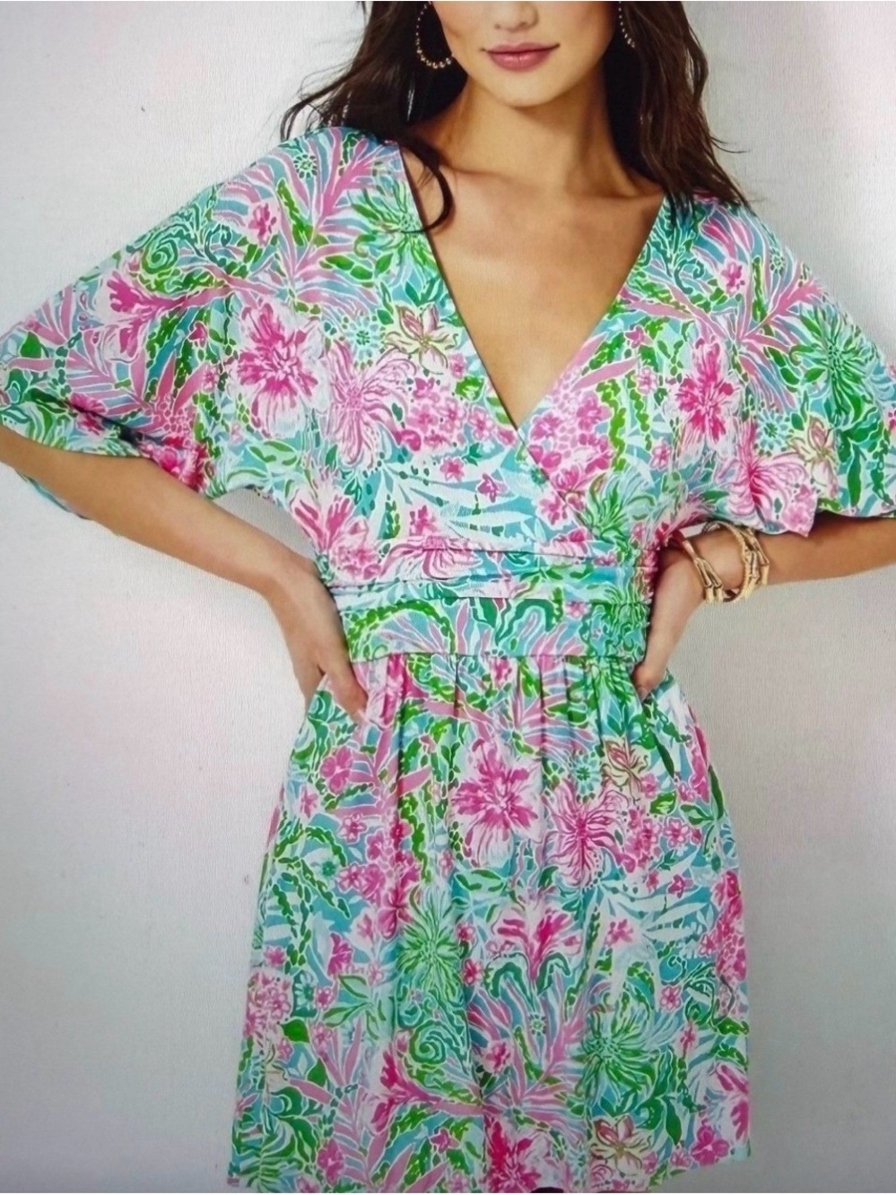 Lilly Pulitzer Pink & Green Tropical Print Dress